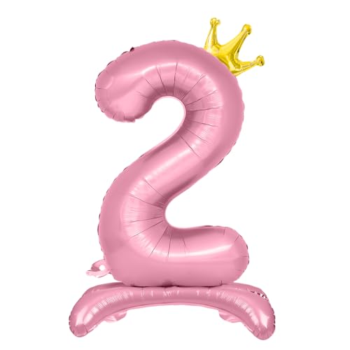 Luftballon 2. Geburtstag, Stehend Folienballon 2 Zahlen Luftballon Rosa 32"/81cm Folienballon Geburtstag Deko Mädchen von Shinelee