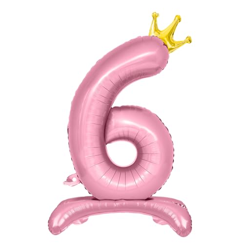Luftballon 6. Geburtstag, Stehend Folienballon 6 Zahlen Luftballon Rosa 32"/81cm Folienballon Geburtstag Deko Mädchen von Shinelee