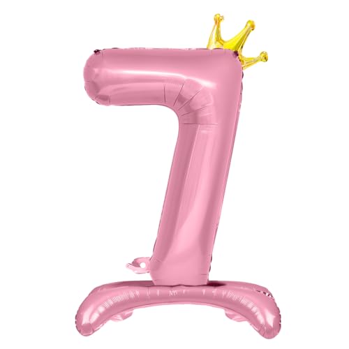 Luftballon 7. Geburtstag, Stehend Folienballon 7 Zahlen Luftballon Rosa 32"/81cm Folienballon Geburtstag Deko Mädchen von Shinelee