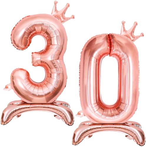 Luftballon 30 Geburtstag, Stehend Folienballon 30 Zahlen Luftballon Roségold 32"/81cm Folienballon Geburtstag Deko Mädchen Frau von Shinelee