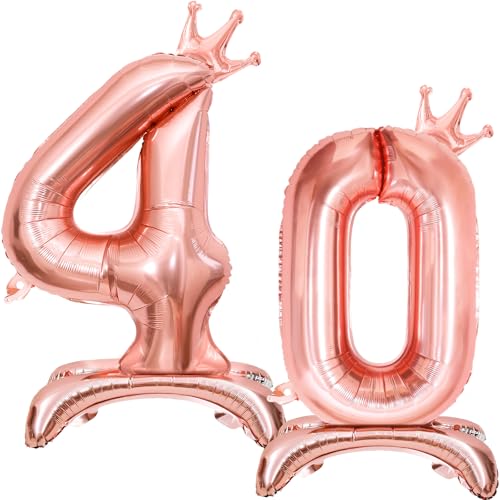 Luftballon 40 Geburtstag, Stehend Folienballon 40 Zahlen Luftballon Roségold 32"/81cm Folienballon Geburtstag Deko Mädchen Frau von Shinelee