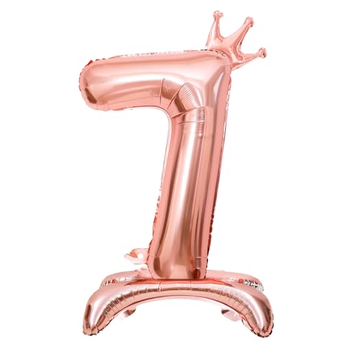 Luftballon 7. Geburtstag, Stehend Folienballon 7 Zahlen Luftballon Roségold 32"/81cm Folienballon Geburtstag Deko Mädchen von Shinelee