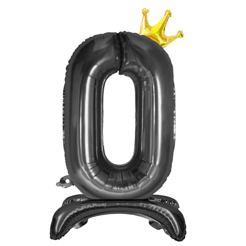 Luftballon 0-9 Geburtstag, Stehend Folienballon 0-9 Zahlen Luftballon Schwarz 32"/81cm Folienballon Geburtstag Deko Junge Mädchen von Shinelee