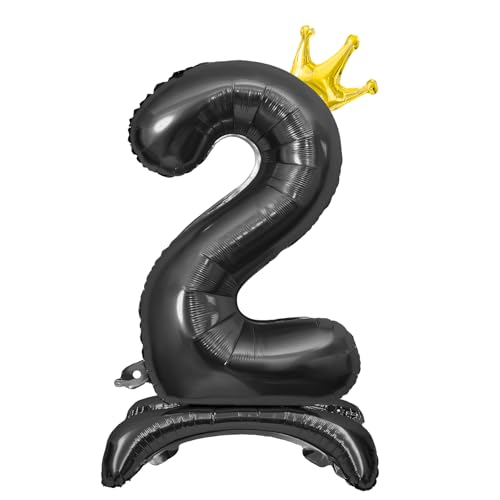Luftballon 2. Geburtstag, Stehend Folienballon 2 Zahlen Luftballon Schwarz 32"/81cm Folienballon Geburtstag Deko Junge Mädchen von Shinelee