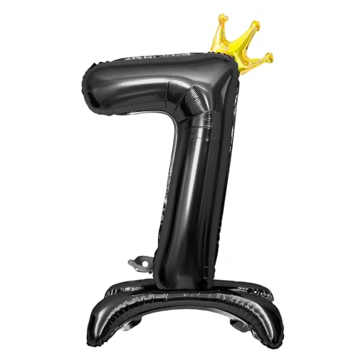Luftballon 7. Geburtstag, Stehend Folienballon 7 Zahlen Luftballon Schwarz 32"/81cm Folienballon Geburtstag Deko Junge Mädchen von Shinelee