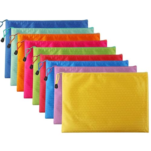 A5 PVC-Canvas-Aufbewahrungstasche mit Reißverschluss, Handtasche, Kunststoff, Reißverschluss, Geldbörse, Datei, Netzbeutel, Aufbewahrung, Dokumentenmappe, wasserdichte Tasche, Schule, Büro, Reisen von Shineone