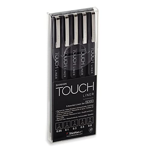 Shinhan Touch Liner For Professionals Black Set 5er Grafikmarker Box Design Marker von Shinhan Touch Liner