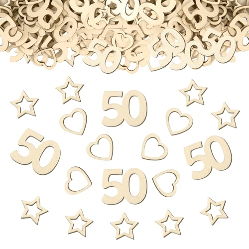 150 Stück Streudeko Holz Deko 50 Geburtstag Frau, Holz Konfetti 50 Deko, Holzherz Stern Streudeko Tischdeko 50 Mann, Tischdeko Geburtstag 150 Stück Streudeko Holz Deko 50 Geburtstag Frau, Holz Konfetti 50 Deko, Holzherz Stern Streudeko Tischdeko 50 Mann, Tischdeko Geburtstag von ShinherYee