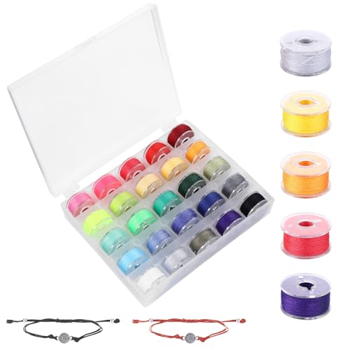 25 Rollen Gewachste Baumwollschnur, Spulen Nähmaschine 0,55mm x 10m, Nähmaschinen Zubehör Nähgarn für Nähmaschine, für Armbänder, Halsketten, Schmuckherstellung, DIY Basteln von ShinherYee
