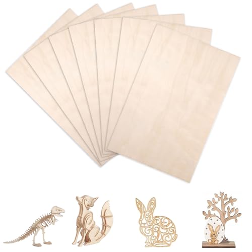 7 Stück Sperrholz Balsaholz, Sperrholzplatte, Holzplatten zum Basteln, 30 x 20cm Spanplatte Sperrholz 2mm, Multiplex Platte 30mm, Holz zum Basteln für Modellbau Laserprojekte Kunst Handwerk Gemälde von ShinherYee