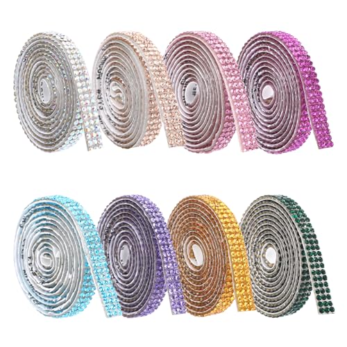 8 Rollen Strassband Selbstklebend, Glitzerband Selbstklebend, Glitzersteine Selbstklebend, Strasssteine Selbstklebend für Dekoration, Geschenk, Hochzeit von ShinherYee