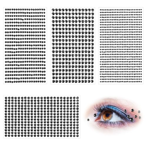 Glitzersteine Selbstklebend, Strasssteine Selbstklebend, Glitzersteine Selbstklebend Gesicht, Bunte Halbrunde Perlen Gesichts, Glitzersteine Gesicht Make Up Heimdekoration DIY (black) von ShinherYee