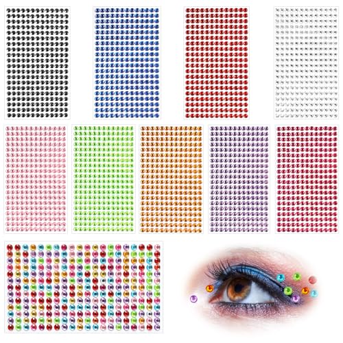Glitzersteine Selbstklebend, Strasssteine Selbstklebend, Glitzersteine Selbstklebend Gesicht, Bunte Halbrunde Perlen Gesichts, Glitzersteine Gesicht Make Up Heimdekoration DIY (ten colours) von ShinherYee