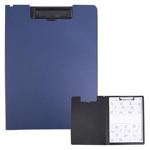 Klemmbrett A4 mit 2 Klemmen, Klemmbrett A4 mit Deckel, Klemmbrett mit Aufbewahrung, Schreibbrett für Büro/Baustelle/Schule Clipboard Folder Blau (blau) von ShinherYee