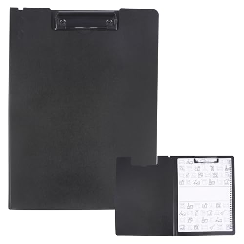 Klemmbrett A4 mit 2 Klemmen, Klemmbrett A4 mit Deckel, Klemmbrett mit Aufbewahrung, Schreibbrett für Büro/Baustelle/Schule Clipboard Folder Blau (schwarz) von ShinherYee