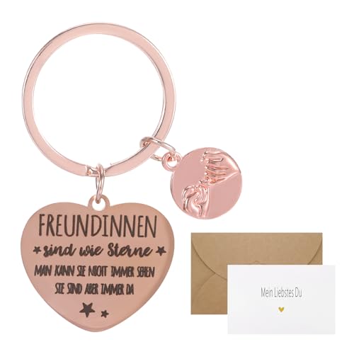 Schlüsselanhänger Freundin, Beste Freundin Geschenke, Geschenke für Freundin, Geburtstagskarte Freundin mit Umschlag, Geschenk Freundin Geburtstag, für Geburtstag Freundin, Abschied Uvm (Roségold) von ShinherYee
