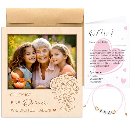Shining She Beste Oma Geschenk Magnetische Bilderrahmen - Glück Ist Eine Oma Wie Dich zu Haben, Holz Mini Bilderrahmen Kühlschrank Magnete du Wirst oma Geschenk mit Armband Grußkarten Shining She Beste Oma Geschenk Magnetische Bilderrahmen - Glück Ist Eine Oma Wie Dich zu Haben, Holz Mini Bilderrahmen Kühlschrank Magnete du Wirst oma Geschenk mit Armband Grußkarten von Shining She