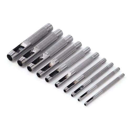 ShiningUU Lochstanzer aus Karbonstahl, rund, für Gürtel, Uhrenbänder, Leinwand, Papier, Dichtung und Kunststoffe (1 mm-10 mm), professionelles Lederstanzwerkzeug, 14 Stück von ShiningUU