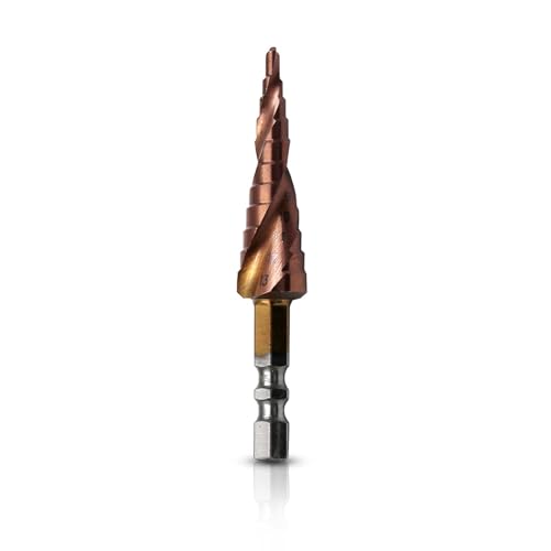 ShiningUU M35 Kobalt-HSS-Stufenbohrer (3–13 mm, 11-Schritte) für Gusseisen, Edelstahl, Kupfer und Aluminium – 6,35 mm Sechskantschaftbohrer für harten Stahl von ShiningUU