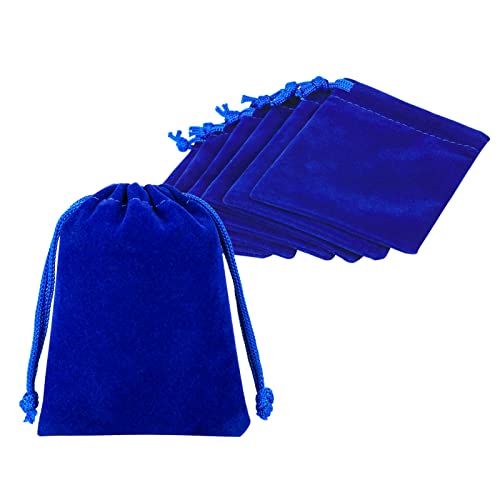 Shintop 10 Stück Schmuckbeutel Samt, Samtsäckchen Samtbeutel Geschenksäckchen für Schmuck und Geschenk-Verpackung (Blau) von Shintop