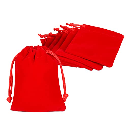 Shintop 10 Stück Schmuckbeutel Samt, Samtsäckchen Samtbeutel Geschenksäckchen für Schmuck und Geschenk-Verpackung (Rot) von Shintop