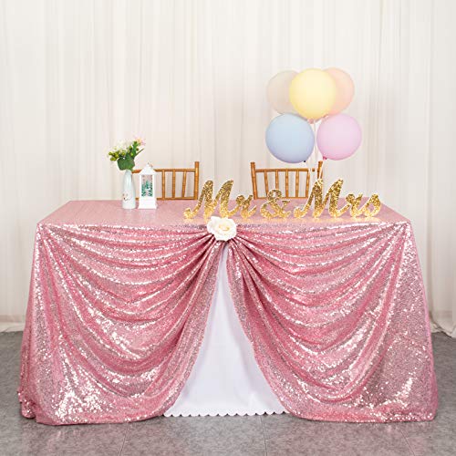 ShinyBeauty 48 "x72 Pink Pailletten Tischdecke Rechteckige Hochzeitsdekorationen Rosa Glitter Tischdecke Party Tischdecke (125 x 180 cm, Rosa Gold) von ShinyBeauty