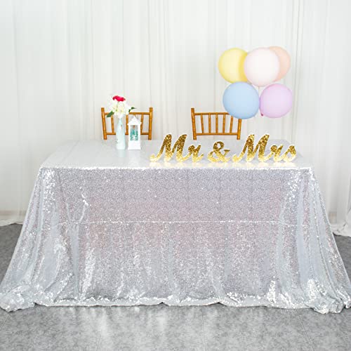 60 "x102 Silber Pailletten Tischdecke Rechteckige Hochzeitsdekorationen Silber Glitter Tischdecke Party Tischdecke (150 x 260 cm) von ShinyBeauty