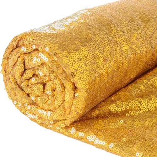 Gold Paillettenstoff 92 CM Paillettenmaterial Glitzernder Stoff Glitzerstoff für Pailletten-Fotokabinen-Hintergrund Vorhangstoff Pailletten-Tischdecke Schneidereistoff (92 cm, Gold) von ShinyBeauty