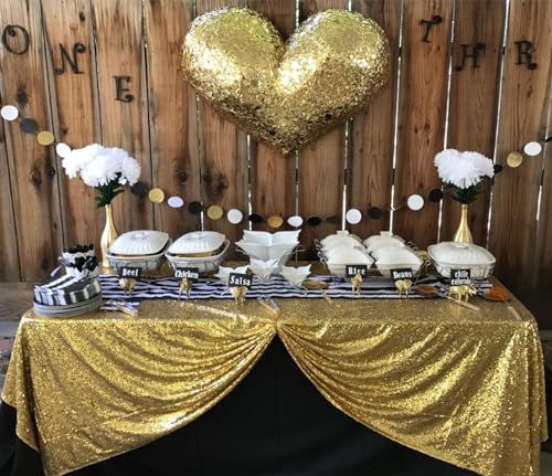 Goldene Tischdecke Schimmer Goldene Tischdecke 50x80-Zoll Große Gatsby Dekorationen Pailletten Tischdecken Glitzer Tischdecke Dekorationen für Party Hochzeit Tischdecken von ShinyBeauty