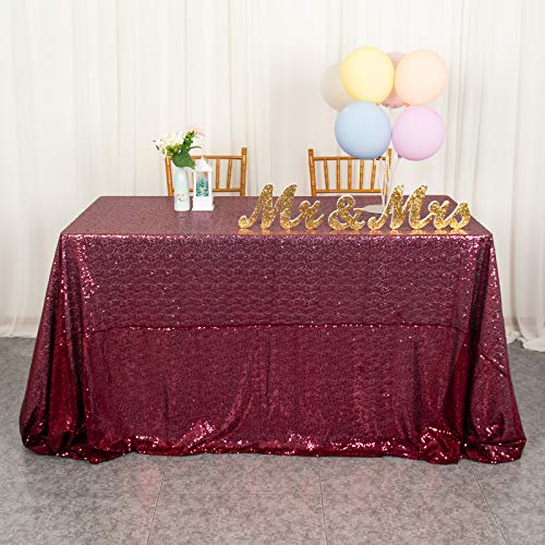Pailletten-Tischdecke, Burgunderrot, 125 x 200 cm, Tischröcke für rechteckige Tische, Glitzer-Tischdecke für Hochzeit, Wein, Pailletten-Stoff-Tischdecke für Halloween, Weihnachten, Event Party von ShinyBeauty
