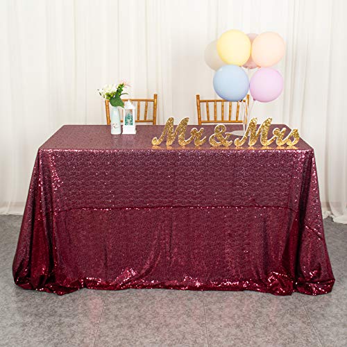 Pailletten-Tischdecke, Burgunderrot, 125 x 200 cm, für Rechteckige Tische, Glitzer-Stoff für Hochzeit, Wein, Halloween, Weihnachten, Event Party von ShinyBeauty