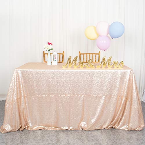 ShinyBeauty Pailletten Tischdecke 90x132-Zoll Champagner Glitter Tischdecke für Rechteck Tischdecken für Partys Leinen Tischdecke Great Gatsby Dekorationen (225 x 330 cm, Champagner) von ShinyBeauty