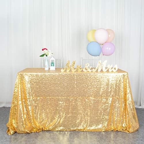 Pailletten Tischdecke Rechteck 50x80-Zoll Gold Glitter Pailletten Tisch Overlay für Party Gold Tischrock für länglichen Tisch im Freien Hochzeit Bankett Tischdecke von ShinyBeauty