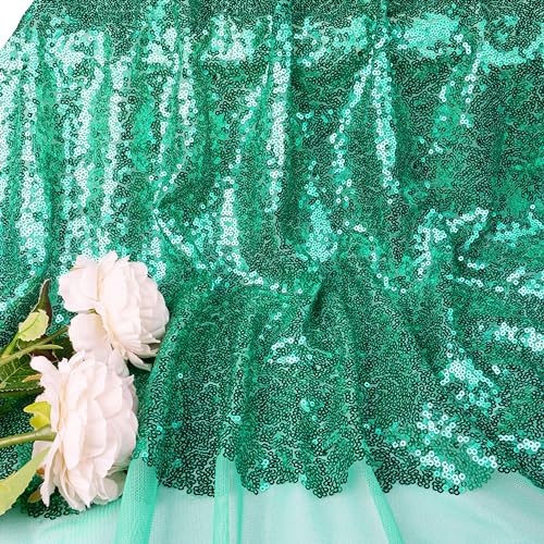 Paillettenstoff Polsterstoff Futterstoff Steppstoff Meterware Sequenzstoff für Mädchen Schneidern Glitzer Material (Grün, 92cm) von ShinyBeauty