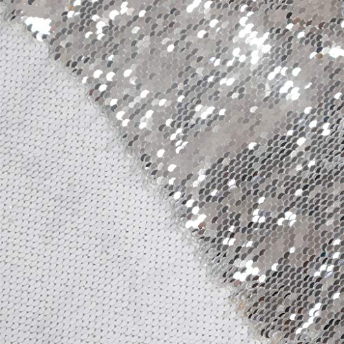 ShinyBeauty Paillettenstoff von The Yard Weiß bis Silber Farbwechsel Stoff Mermad Paillettenstoff Flip Pailletten Zweifarbig Paillettenstoff zum Nähen Paillettenstoff wendbar DIY Hochzeitskleid von ShinyBeauty