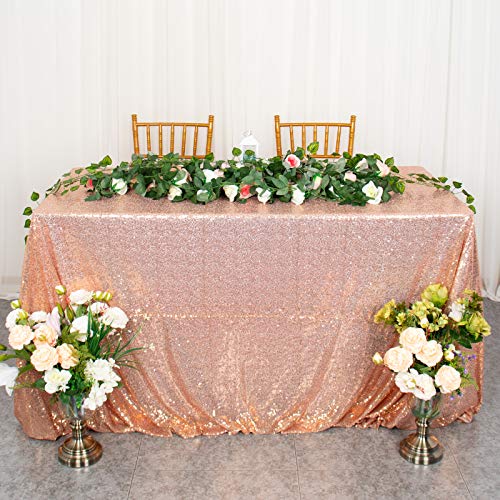 Rose Gold Pailletten Tischdecke 90x132-Zoll Rechteck Tischdecken Tischdecke Dekorationen für Party Rose Gold Tischdecke Hochzeit Tischdecke (225 x 330 cm, Roségold) von ShinyBeauty