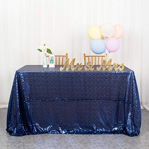 ShinyBeauty Navy Tischdecken Pailletten Tischdecke 60x102-Zoll Rechteck Tischdecke Hochzeit Tischdecken Einzigartige Party Tischdecke Overlay Schimmer Marineblau Tischdecke (150 x 260 cm, Marine) von ShinyBeauty
