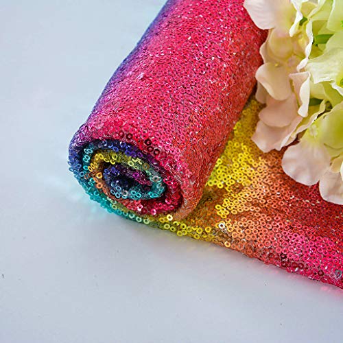 ShinyBeauty Pailletten Stoff 1 Yard Material Stoff Glitter Stoff von Yard Sewing Stoff Material für Hochzeitsfeier Dekoration (Regenbogen, 1 Yard) von ShinyBeauty