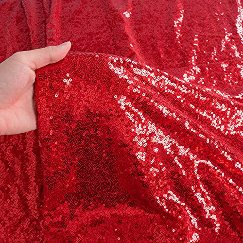 ShinyBeauty Pailletten Stoff 1 Yard Material Stoff Glitter Stoff von Yard Sewing Stoff Material für Hochzeitsfeier Dekoration (Rot, 1 Yard) von ShinyBeauty