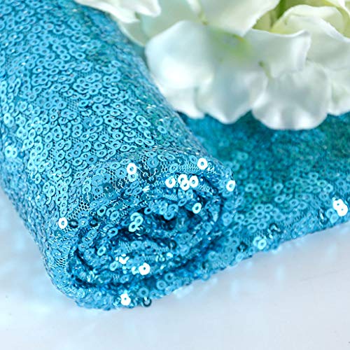 ShinyBeauty Pailletten-Stoff Meterware Schwarz 92 CM Sparkly Glitzernder Stoff, (92 CM, Wasserblau) von ShinyBeauty