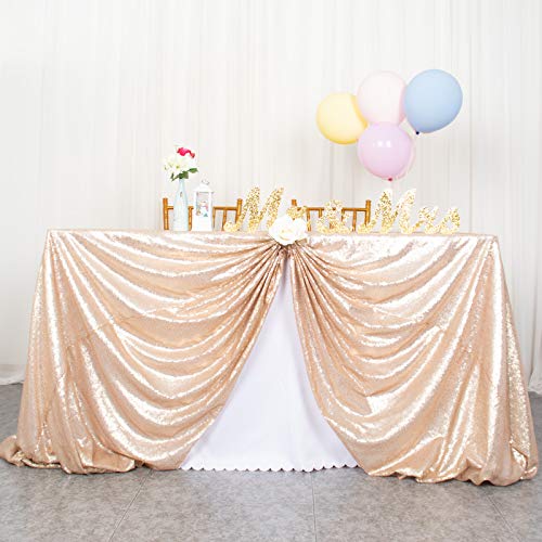 ShinyBeauty Pailletten Tischdecke-125x180cm Pailletten Stoff Hochzeit Tischdecken Glitter Party Tischdeckens für Hochzeitsfeier (125 x 180 cm, Champagner) von ShinyBeauty