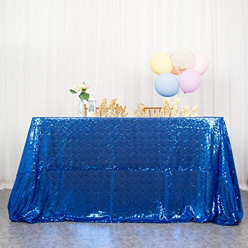 ShinyBeauty Royal Blau Pailletten Tischdecke Rechteck 60x102-Zoll Glitter Pailletten Tischdecken für Parity Leinen Tischdecke Sparkly Tischauflage (150 x 260 cm, Blau) von ShinyBeauty