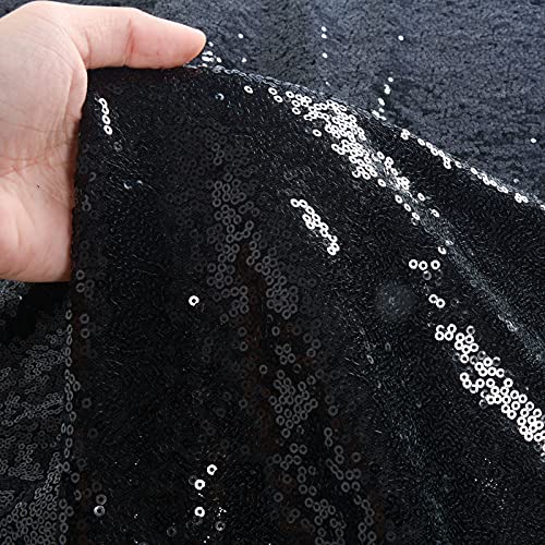 ShinyBeauty Schwarzer Paillettenstoff, 200 cm, waschbar, glitzernde Sterne, Meterware, zum Nähen, Paillettenkissen, Glitzermaterial für Damentücher von ShinyBeauty