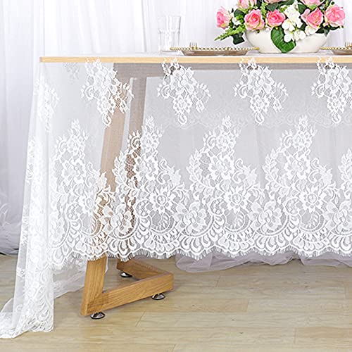 ShinyBeauty Weiße Spitze Tischdecke 60x120-Zoll Leinen Tischdecke Weiße Blumenspitze Tischdecke Partybedarf Hochzeit Tischdecken Weiße Spitze Stoff Outdoor Tischdecke von ShinyBeauty