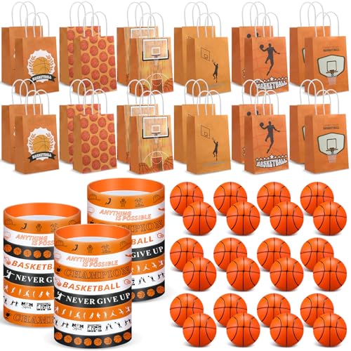 ShinyRelief 72-teiliges Basketball-Partygeschenk-Set mit 24 Papier-Geschenktüten, 24 Silikon-Armbändern, 24 Stressbällen, Sportthemen-Geburtstagsparty-Gastgeschenken ShinyRelief 72-teiliges Basketball-Partygeschenk-Set mit 24 Papier-Geschenktüten, 24 Silikon-Armbändern, 24 Stressbällen, Sportthemen-Geburtstagsparty-Gastgeschenken von ShinyRelief