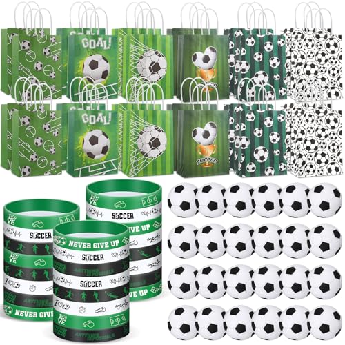 ShinyRelief 72-teiliges Fußball-Partygeschenk-Set enthält 24 Fußball-Papiertüten, 24 Fußball-Silikonarmbänder, 24 Fußball-Stressbälle, Fußball-Geschenktütenfüller, Geburtstagsparty-Zubehör ShinyRelief 72-teiliges Fußball-Partygeschenk-Set enthält 24 Fußball-Papiertüten, 24 Fußball-Silikonarmbänder, 24 Fußball-Stressbälle, Fußball-Geschenktütenfüller, Geburtstagsparty-Zubehör von ShinyRelief