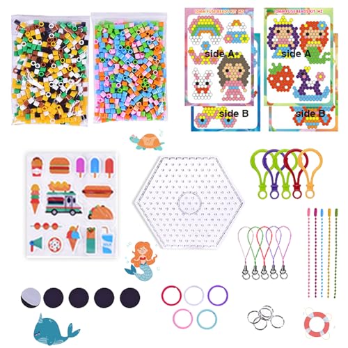 Shinybox 10mm Bügelperlen Set, 1000 Stück XL Bügelperlen 12 Farben mit Steckplatte, 5 Bügelpapier, 10 Muster und Zubehör, Kreatives Perlenset Basteln Geschenk für Kinder ab 3 Jahren(Prinzessin) von Shinybox