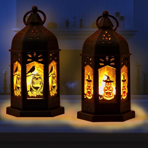 Shinybox 2 Stück Halloween Deko Kerzenlaterne, Laternen für Halloween Feiertag Part, Halloween Laterne Outdoor mit LED Kerze für Halloween, Weihnachten, Innen Außenlaterne Halloween Dekorationen(A) Shinybox 2 Stück Halloween Deko Kerzenlaterne, Laternen für Halloween Feiertag Part, Halloween Laterne Outdoor mit LED Kerze für Halloween, Weihnachten, Innen Außenlaterne Halloween Dekorationen(A) von Shinybox