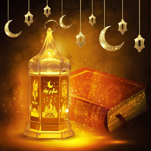 Shinybox Eid Festival Dekoratives Licht, Ramadan Lantern, Ramadan Deko Lampe, Ramadan Dekoration, Lampe Mond Stern Dekoration, Ramadan Mondlampe für Ramadan Muslimische Festival Dekorative(A) von Shinybox
