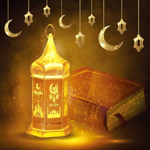 Shinybox Eid Festival Dekoratives Licht, Ramadan Lantern, Ramadan Deko Lampe, Ramadan Dekoration, Lampe Mond Stern Dekoration, Ramadan Mondlampe für Ramadan Muslimische Festival Dekorative(B) von Shinybox